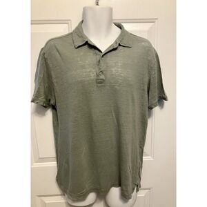 Christian Lacroix Polo Shirt Large Sage Green Linen‎ Short Sleeve Men’s Stretch